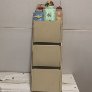 Kitchen wall organizer for mail notes recipe cards with decorative jars on top